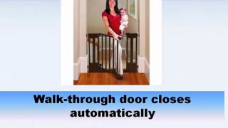 Best Baby gates - Summer Infant Sure and Secure Deluxe Top Of Stairs Wood Walk Thru Gate