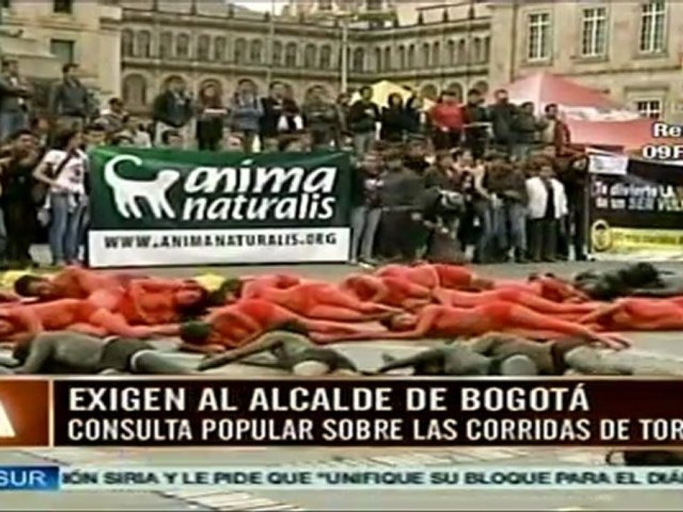 Cuerpos pintados contra corridas de toros en Bogotá