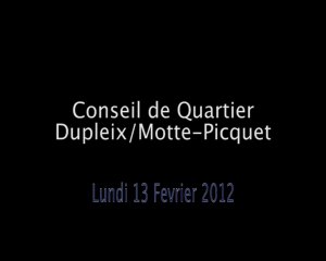 Conseil de Quartier  Dupleix / Motte-Picquet du 13/02/12