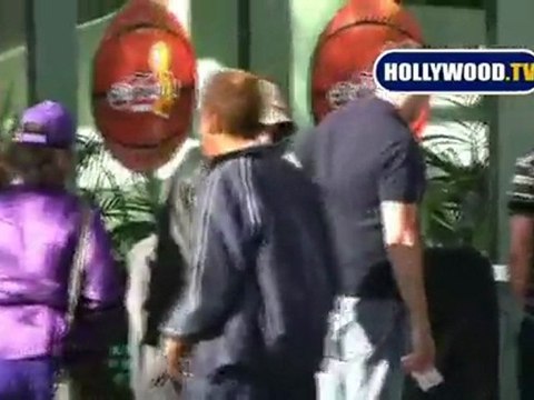 Christian Slater Goes To The Lakers Game With His Son