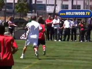 David Beckham and Zinedine Zidane Playing Soccer