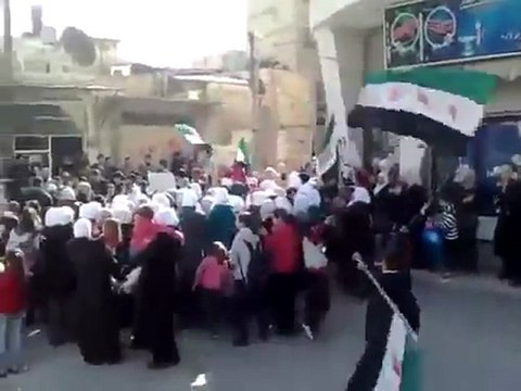 فري برس دمشق مظاهرة طلابية في حي برزة الدمشقي 13 2 2012