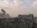 فري برس   حمص باباعمرو سقوط أحد القذائف على المنازل 13 2 2012