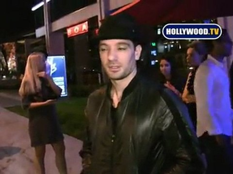 J.C. Chasez Talks To Cameras At BOA Restaurant.