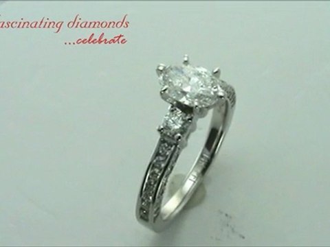 Oval Shape Three Stone Diamond Engagement Ring Channel Set