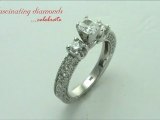 Cushion Cut Diamond Engagement Ring With Prong Set Round Cut Side Diamonds