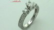 Cushion Cut Diamond Engagement Ring With Prong Set Round Cut Side Diamonds