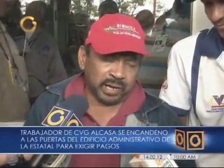 Trabajador de CVG Alcalsa se encadena por el pago de sus reivindicaciones
