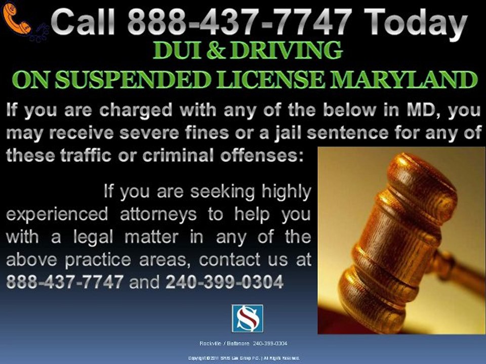 DUI & Driving On Suspended License PRINCE GEORGE'S MARYLAND