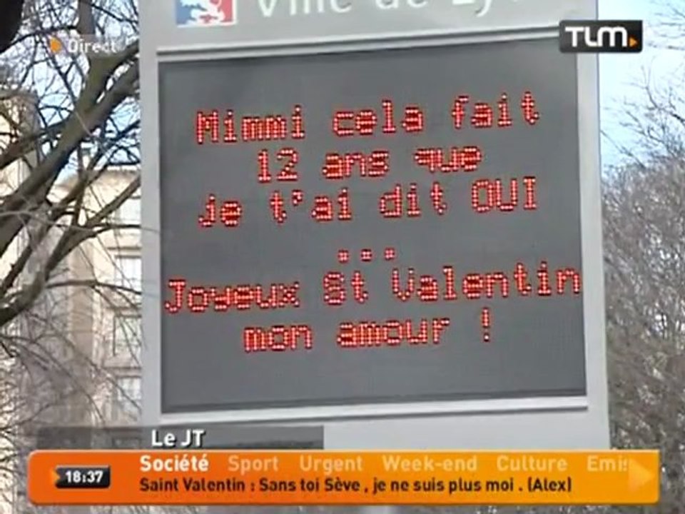St Valentin: messages d'amour sur panneaux