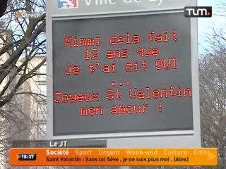 St Valentin: messages d'amour sur panneaux