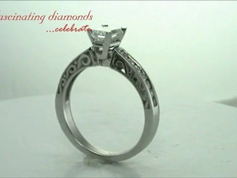 Emerald Cut Diamond Engagement Ring Vintage Style Channel Set
