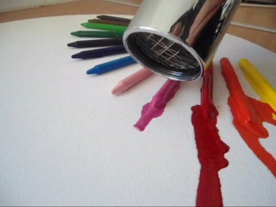 Comment faire un tableau avec des pastels fondues ? (melting crayon art)