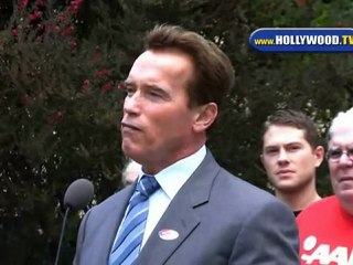 Arnold Schwarzenegger Voting and Prop 11 Press Conference