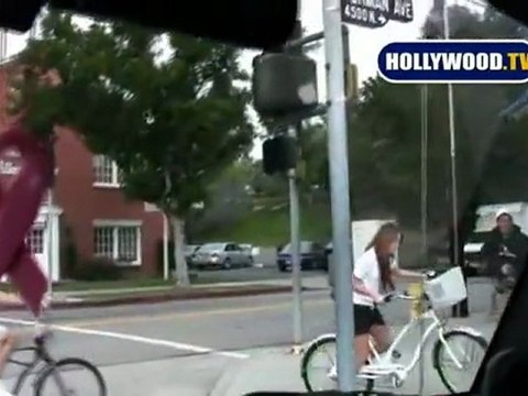Miley Cyrus and Justin Gaston Ride To Pilates Class