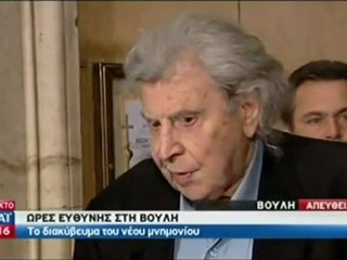 Nik The Greek - Δηλώσεις Μίκη Θοδωράκη στη πόρτα της βουλής - 12-2-2012 - Mikis Theodorakins at the parliament's door