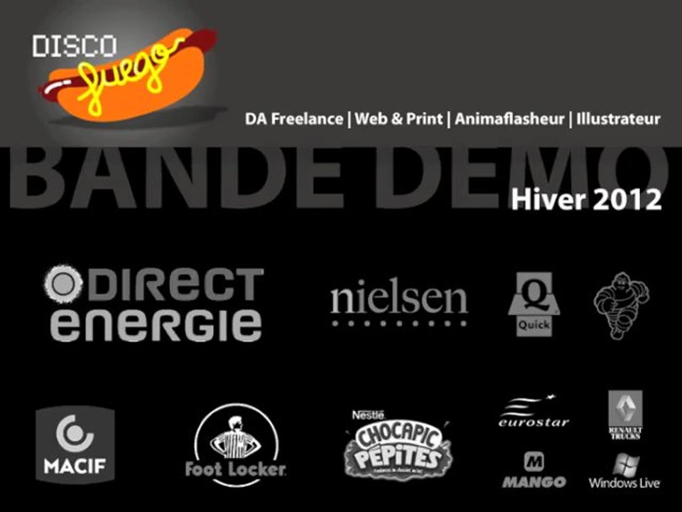 BANDE DEMO Hiver 2012- discofuego.com DA Directeur artistique Web Print Free Lance / Flash & illustrations