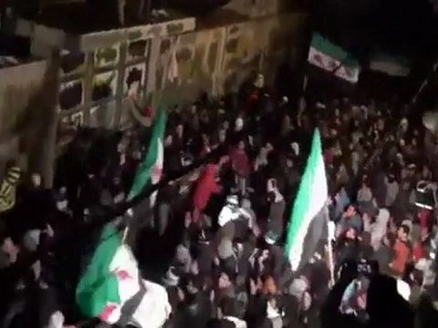 فري برس دمشق كفرسوسة مظاهرة مسائية حاشدة جامع بلال 15 2 2012