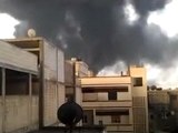 فري برس   حمص باباعمرو قصف أنبوب النفط واعمدة الدخان 15 2 2012