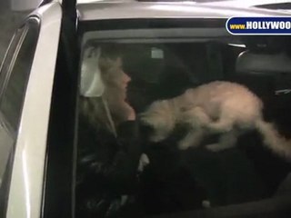 Kristen Bell Spotted at ArcLight With Christmas Bonnet