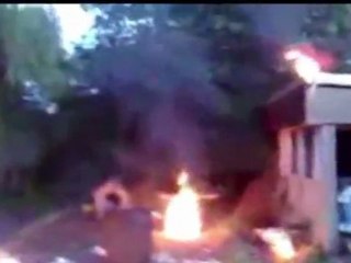 Guy thrown by garbage explosion