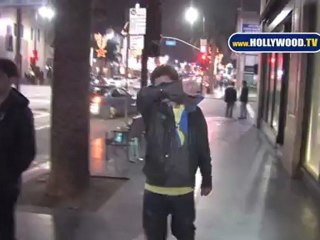 Emile Hirsch Hides Behind Arm on Hollywood Blvd.