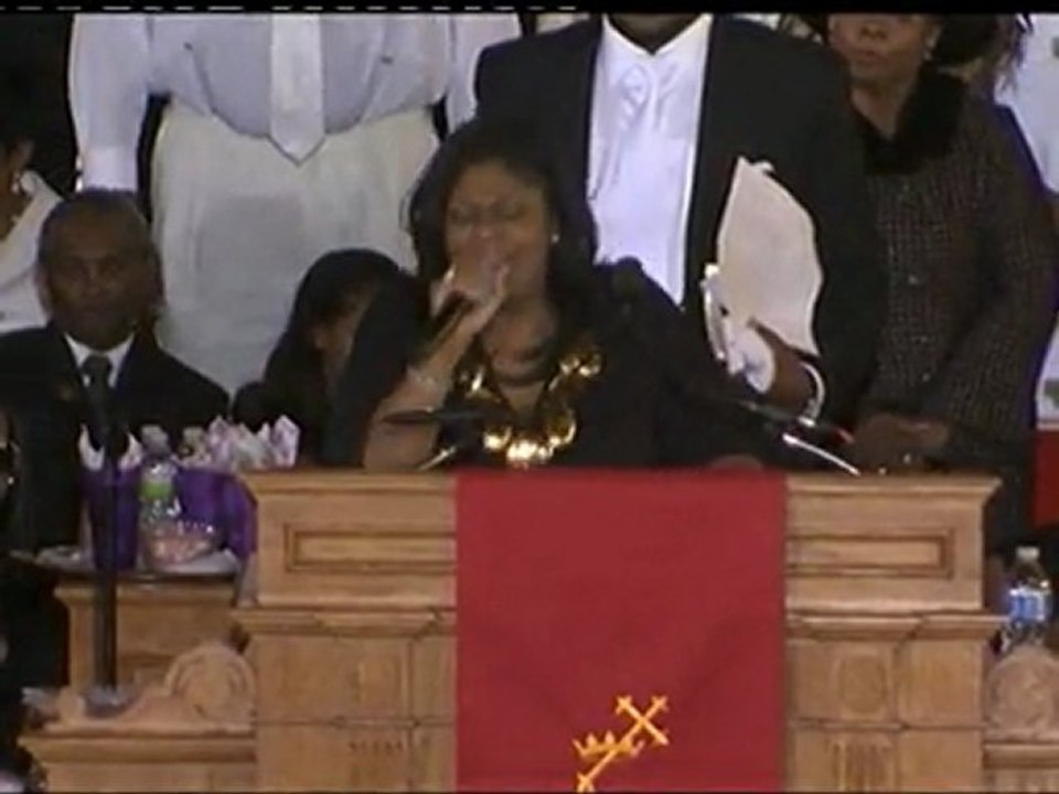 WHITNEY HOUSTON FUNERAL: Gospel star Kim Burrell  performs