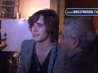 Diego Boneta talks with the paparazzi at Madeo restaurant