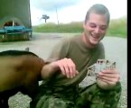 Swiss soldier gets attacked by two crazy goats