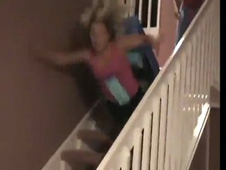 Hot Girl falls face first down stairs