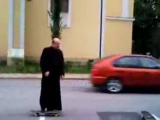 Skateboarding Priest