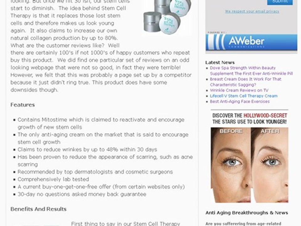 Wrinkle Cream Reviews - Stem Cell Therapy Cream