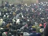 فري برس   صلاة الجنازة خلال تشييع شهداء المزة الابية  18 2 2012