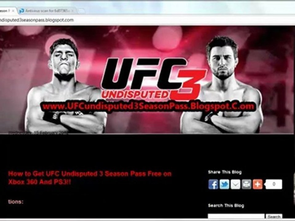 Get Free UFC Undisputed 3 Season Pass Code - Xbox 360 And PS3