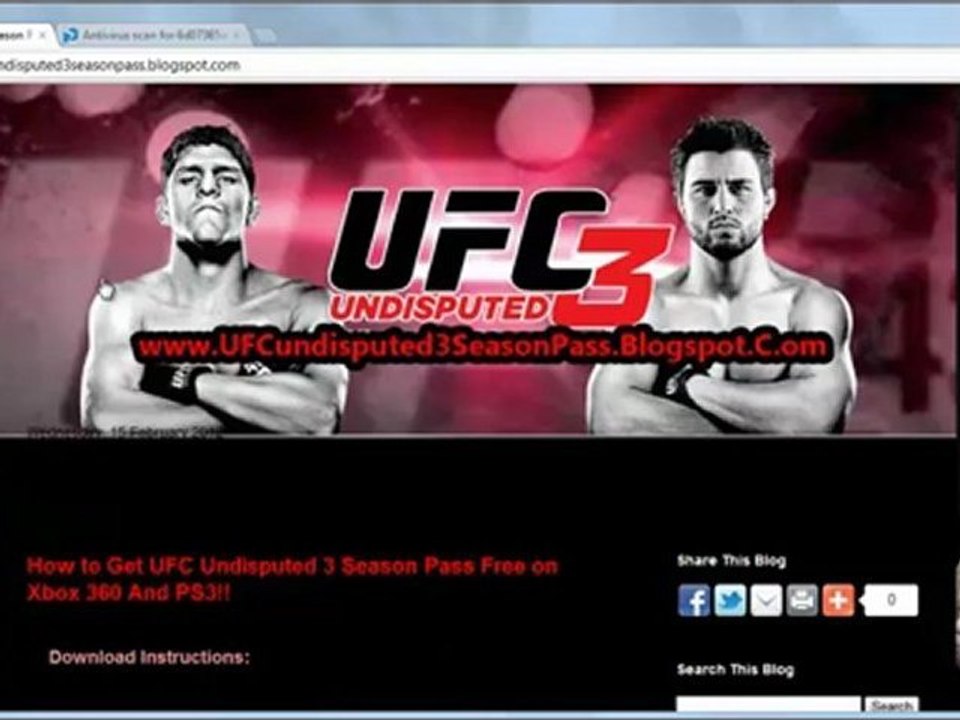 UFC Undisputed 3 Season Pass Code Free Giveaway - Xbox 360 PS3
