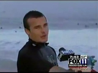 Funny surfer deals guy