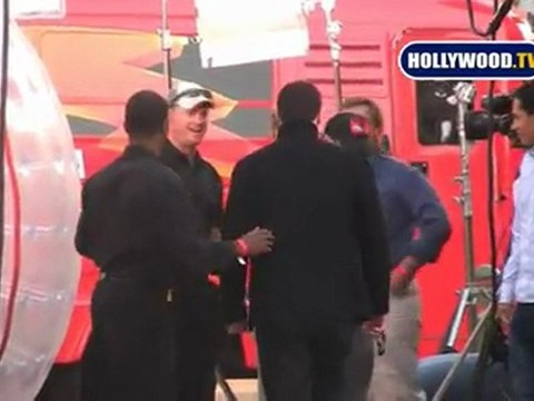 Miley Cyrus and John Travolta at Disney for Bolt promotions