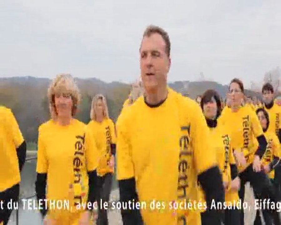 TELETHON 2011 : Flashmob sur le pont d'Avignon avec EOLE-RES (énergies renouvelables) (Vaucluse-84)