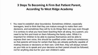 West Ridge Academy Teaches How To Set Rules And Be Firm With Them
