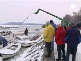 Pericolo blocchi di ghiaccio sul Danubio