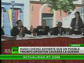 Chávez advierte que un triunfo opositor sumiría a Venezuela en la guerra y la violencia