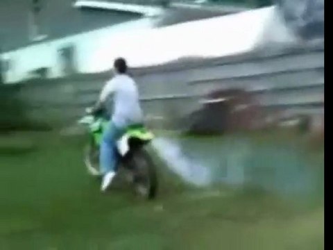 Funny dirt bike crash into fence