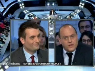 Florian Philippot à Julien Dray (PS) dans Mots Croisés : "Mettez-vous à l'heure Monsieur Dray !