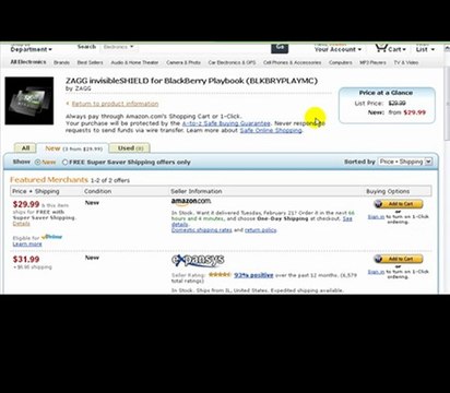 Blackberry Playbook Screen Protector - Zagg invisibleSHIELD