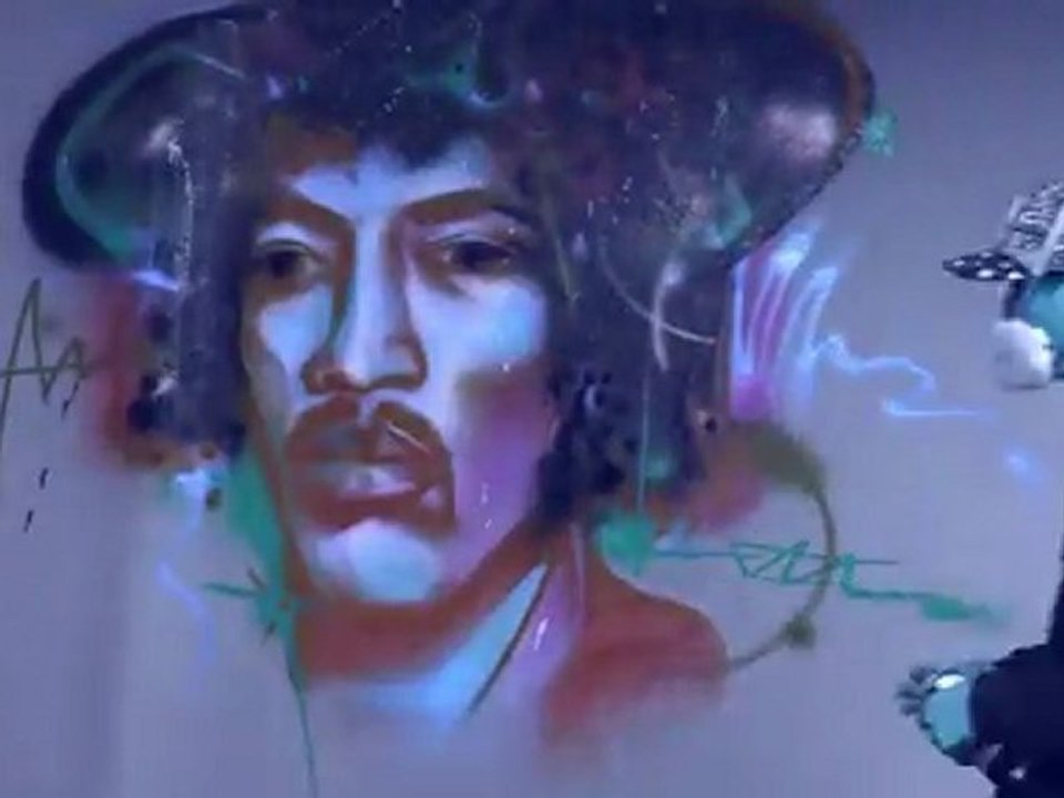 Jimi Hendrix mural by Caleb Aero