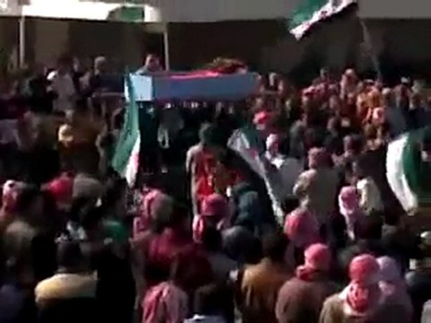 فري برس حماه المحتلة تشيع الشهيد أحمد علي العليوي قلعة المضيق 21 2 2012