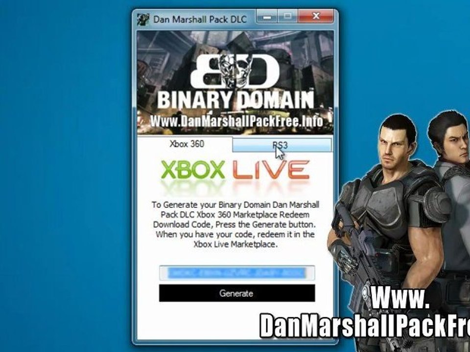 Binary Domain Dan Marshall Pack DLC Codes - Free!!