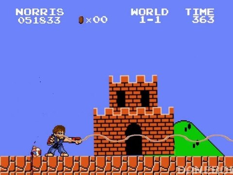 Chuck Norris joue à Super Mario Bros