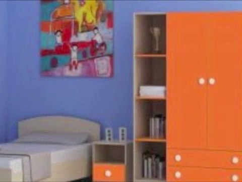 Giwa cameretta singola completa di armadio e comodino modello Green