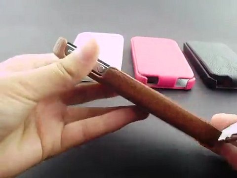 Premium Leather Flip Case For iPhone 4 4S -Brown